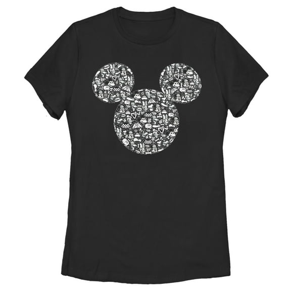 Women's Mickey & Friends Filled With Faces  Graphic Tee Black 2X Large