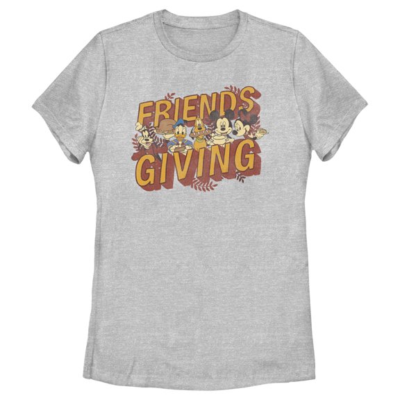 Women's Mickey & Friends Friendsgiving Celebration Graphic Tee Athletic Heather 2X Large