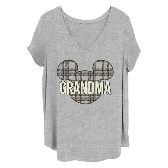 Women's Mickey & Friends Grandma Plaid Logo  Graphic T-Shirt