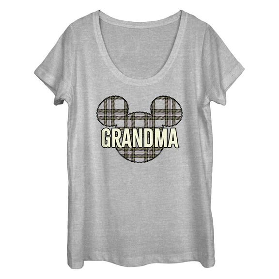 Women's Mickey & Friends Grandma Plaid Logo Graphic T-Shirt