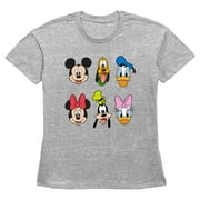 Womens Mickey & Friends Group Portraits Graphic Tee Heather Gray Large