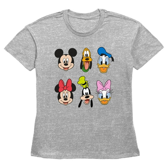 Women's Mickey & Friends Group Portraits  Graphic Tee Heather Gray Medium