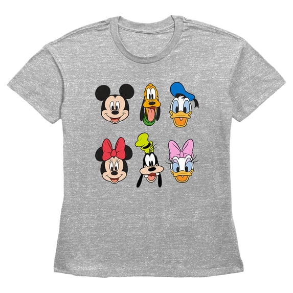 Women's Mickey & Friends Group Portraits Graphic Tee Heather Gray X Small