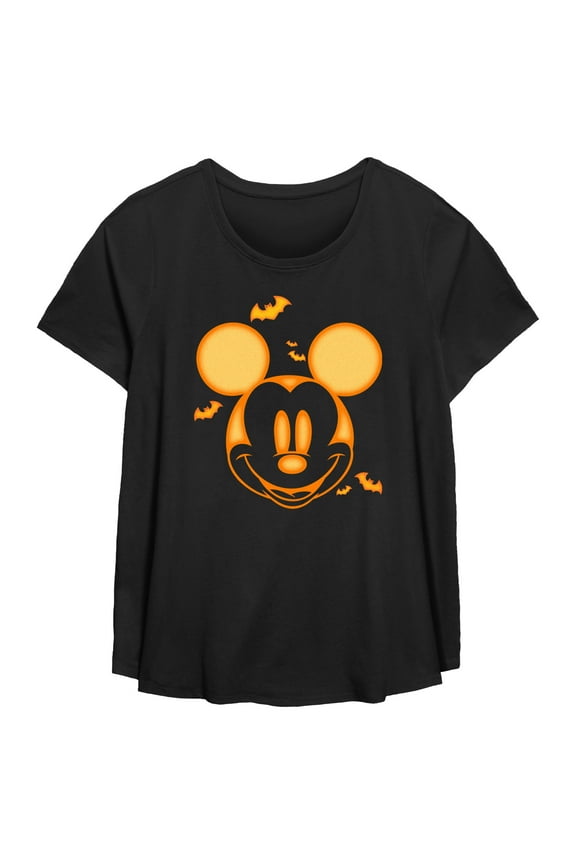 Women's Mickey & Friends Halloween Pumpkin Face Graphic T-Shirt