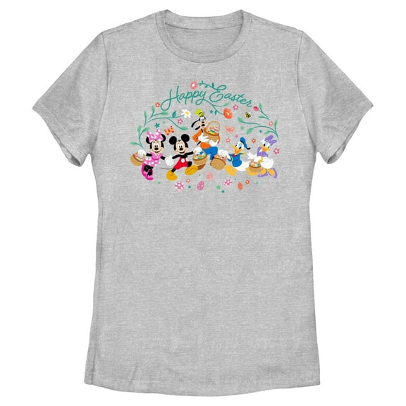Women's Mickey & Friends Happy Easter Group Egg Hunt  Graphic Tee Athletic Heather Small