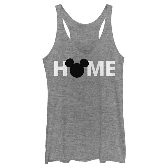 Women's Mickey & Friends Home Mickey Mouse Logo Racerback Tank Top Gray Heather Small
