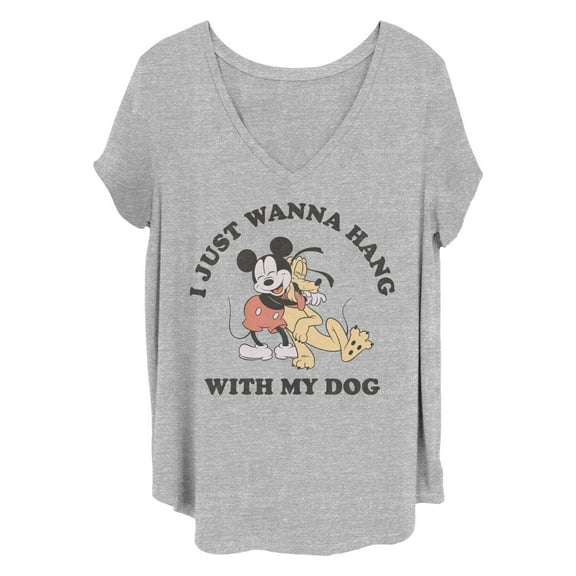 Women's Mickey & Friends I Just Wanna Hang with my Dog Pluto Graphic T-Shirt
