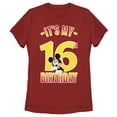 thumbnail image 1 of Women's Mickey & Friends It's My 16th Birthday Graphic Tee Red Medium, 1 of 4
