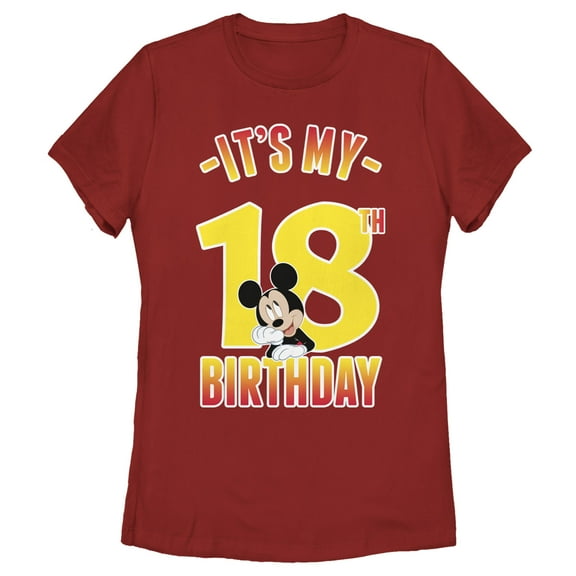 Women's Mickey & Friends It's My 18th Birthday Graphic Tee Red Large