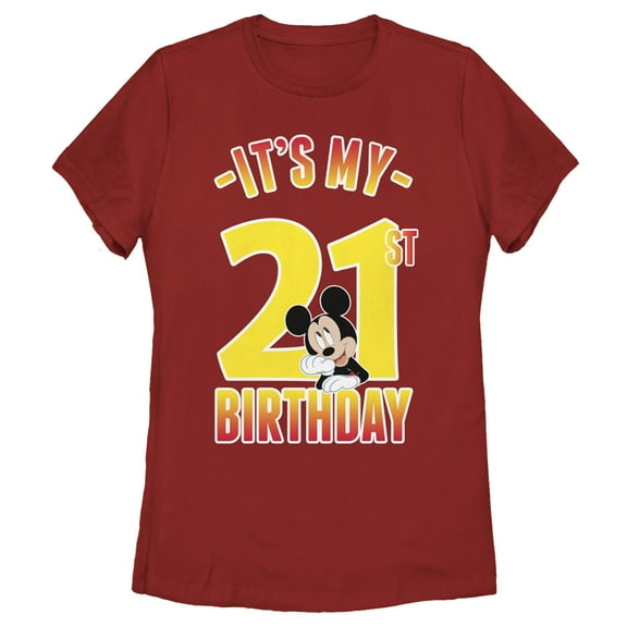 Women's Mickey & Friends It's My 21st Birthday  Graphic Tee Red Medium