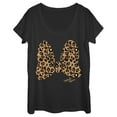 thumbnail image 1 of Women's Mickey & Friends Mickey & Minnie Mouse Cheetah Print Bow Signature  Scoop Neck Black 2X Large, 1 of 3