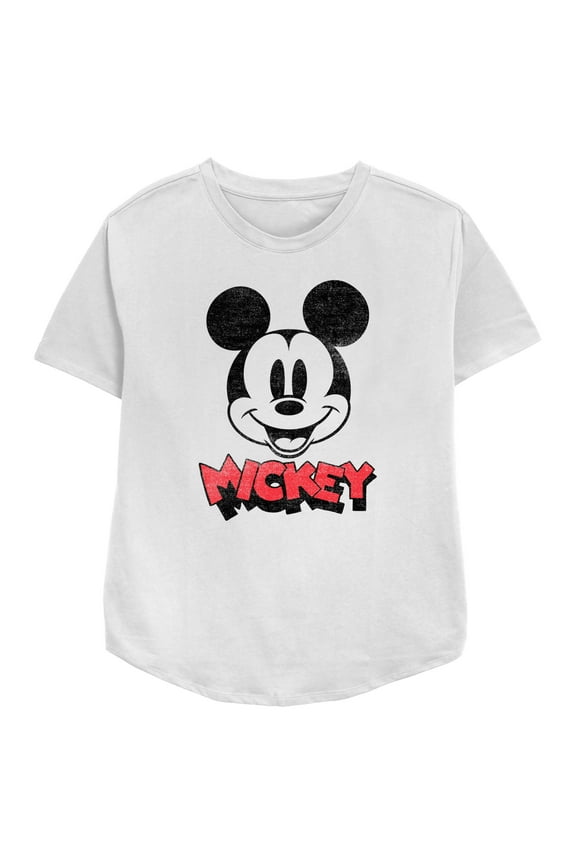 Women's Mickey & Friends Mickey Mouse Retro Headshot  Graphic Tee White Medium