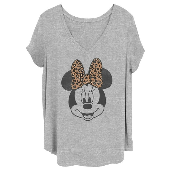 Women's Mickey & Friends Minnie Mouse Cheetah Print Bow Graphic T-Shirt