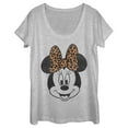 thumbnail image 1 of Women's Mickey & Friends Minnie Mouse Cheetah Print Bow  Scoop Neck Athletic Heather 2X Large, 1 of 3