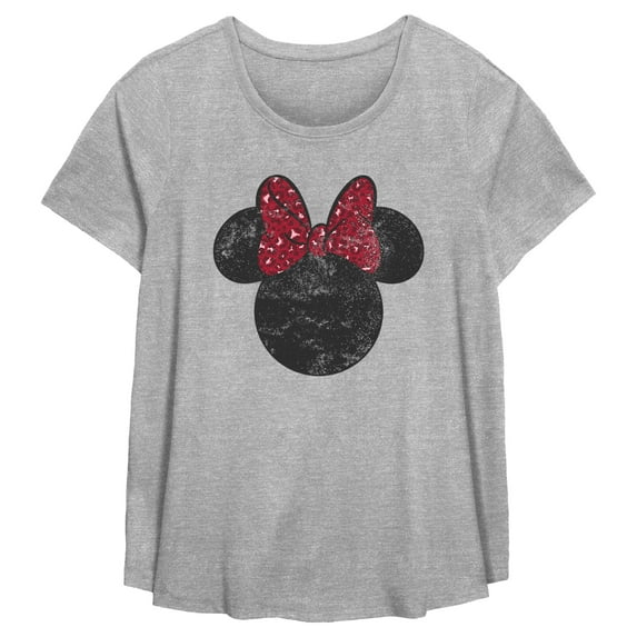 Women's Mickey & Friends Minnie Mouse Distressed Leopard Bow Graphic T-Shirt
