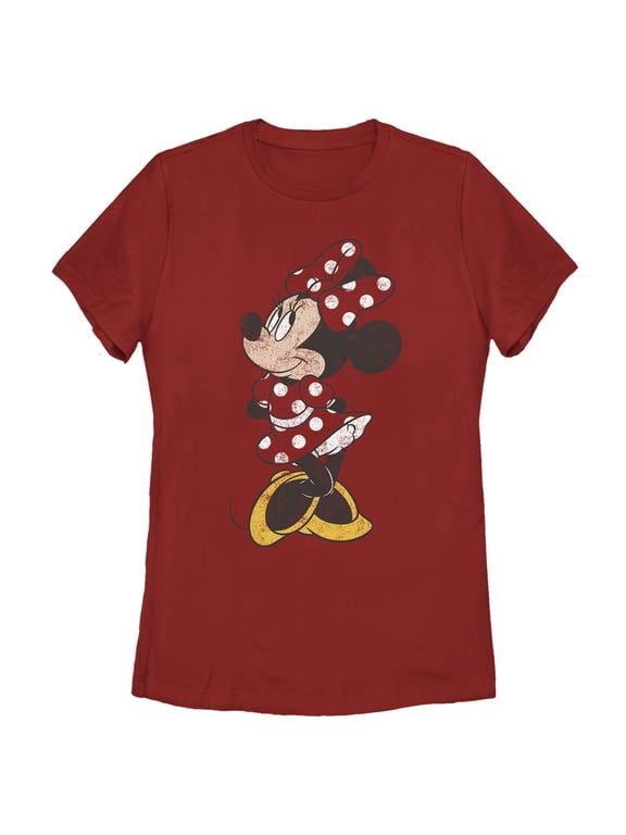 Women's Minnie Mouse Portrait Distressed Graphic Tee - Fun & Stylish Design