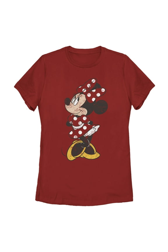 Women's Minnie Mouse Portrait Distressed Graphic Tee - Fun & Stylish Design