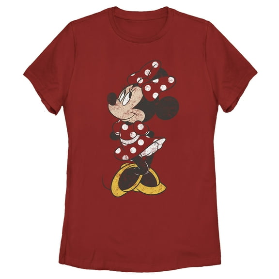Girl's Mickey & Friends Minnie Mouse Portrait Distressed Graphic Tee Red X Large