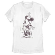 Womens Mickey & Friends Minnie Mouse Vintage Sketch Graphic Tee White X Large