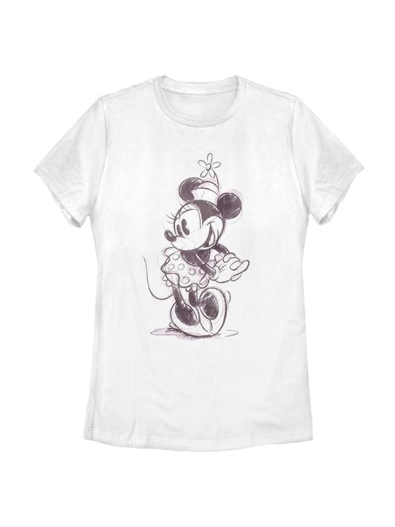 Women's Mickey & Friends Minnie Mouse Vintage Sketch Graphic Tee White X Large