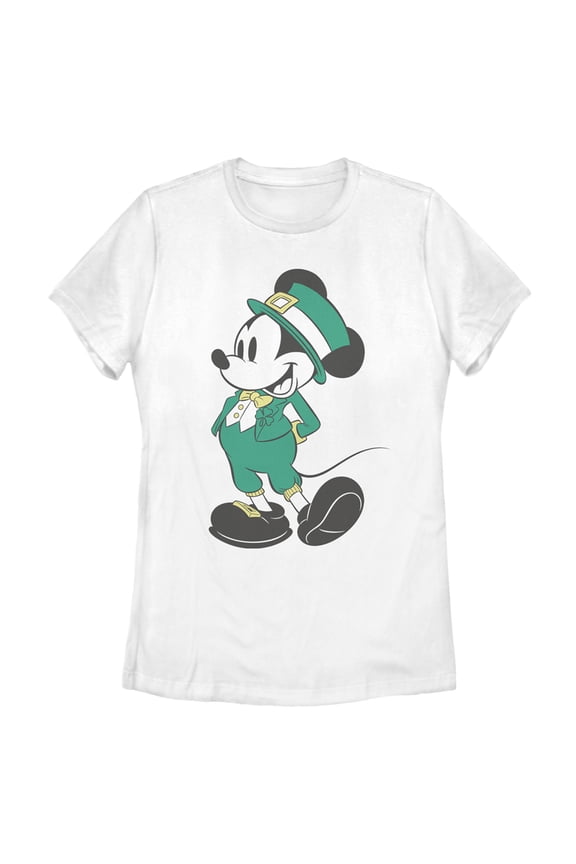 Women's Mickey & Friends Mousey Leprechaun Graphic Tee White 2X Large