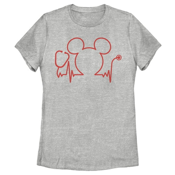 Women's Mickey & Friends Nurse Heartbeat Graphic Tee Athletic Heather Medium