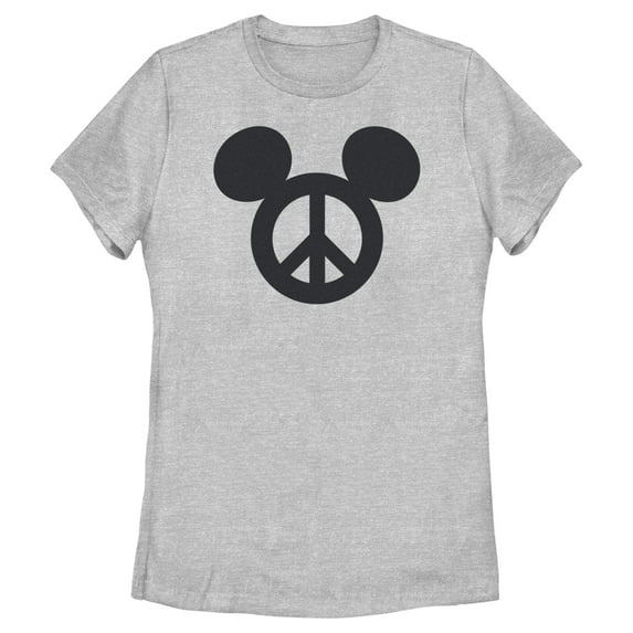 Women's Mickey & Friends Peace Sign Graphic Tee Athletic Heather Large