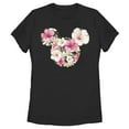 thumbnail image 1 of Women's Mickey & Friends Pink Floral Mickey Mouse Logo  Graphic Tee Black Large, 1 of 4