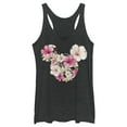 thumbnail image 1 of Women's Mickey & Friends Pink Floral Mickey Mouse Logo Racerback Tank Top Black Heather Large, 1 of 4