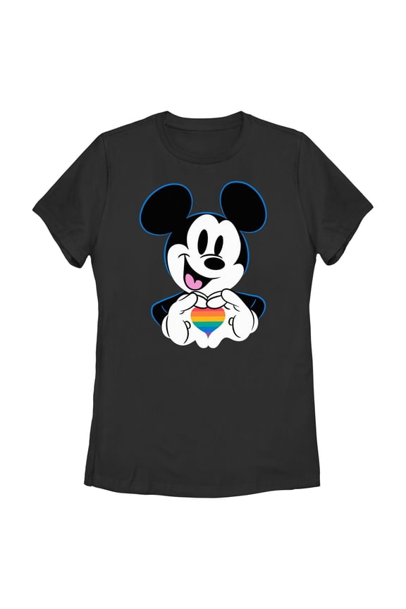 Women's Mickey & Friends Rainbow Heart Graphic T-Shirt