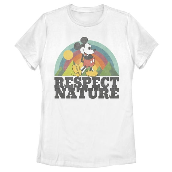 Women's Mickey & Friends Respect Nature Graphic Tee White X Large