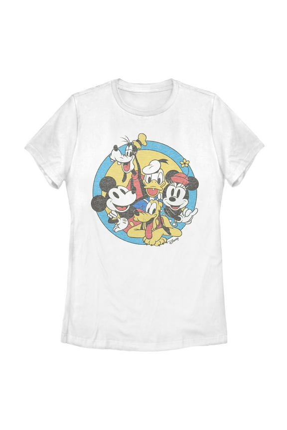 Women's Mickey & Friends Retro Buddies Graphic Tee White 2X Large
