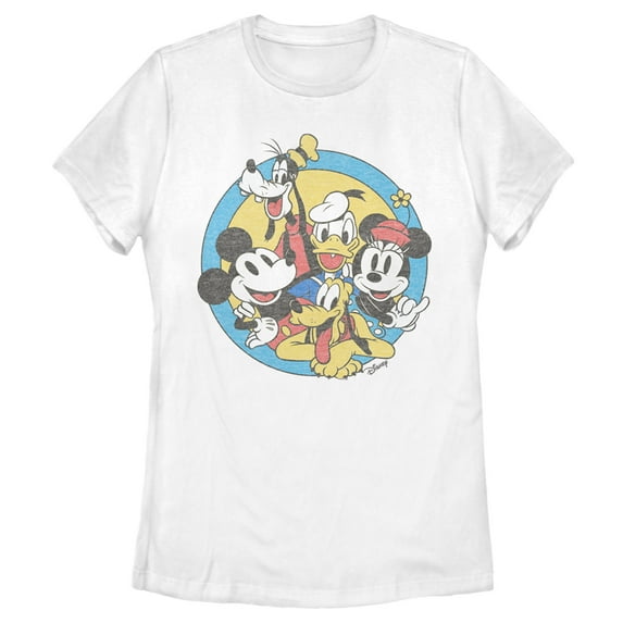 Women's Mickey & Friends Retro Buddies Graphic Tee White Medium