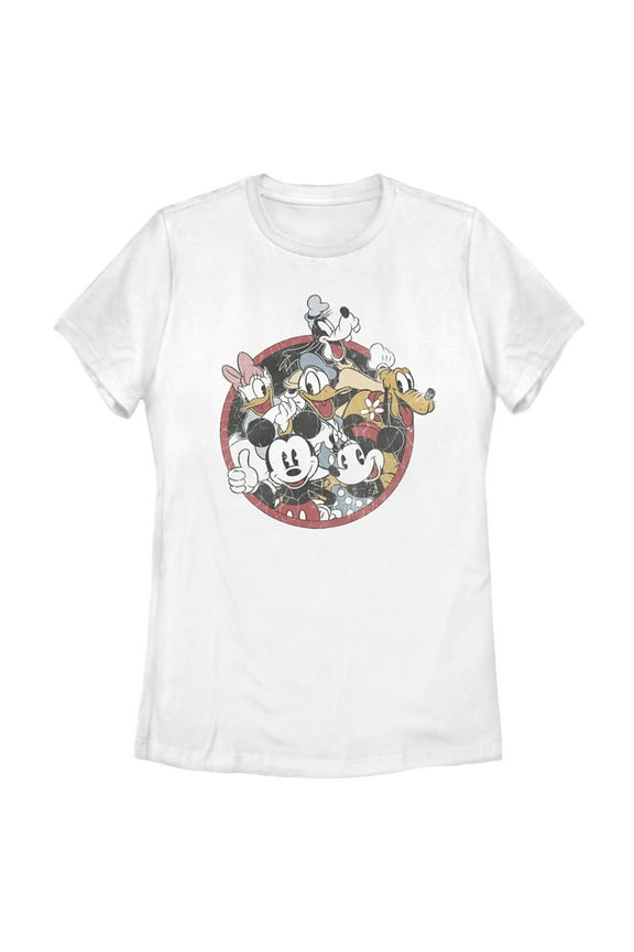Women's Mickey & Friends Retro Group Shot Graphic Tee White 2X Large