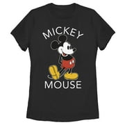 Womens Mickey & Friends Retro Mickey Mouse Pose Graphic Tee Black Small