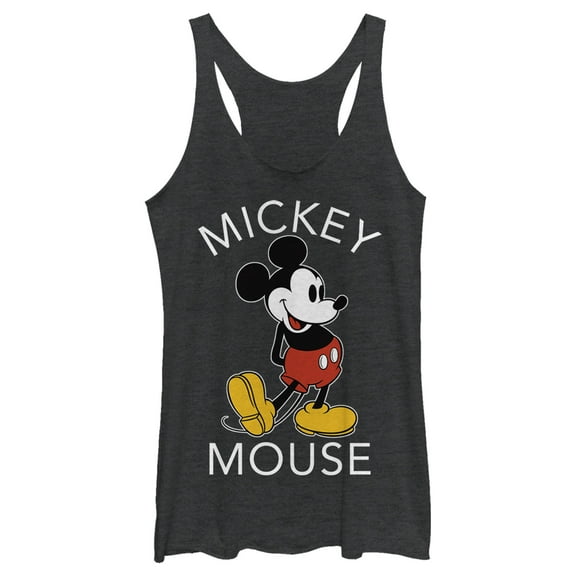 Women's Mickey & Friends Retro Mickey Mouse Pose Racerback Tank Top Black Heather Medium