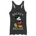 thumbnail image 1 of Women's Mickey & Friends Retro Mickey Mouse Pose Racerback Tank Top Black Heather X Small, 1 of 4