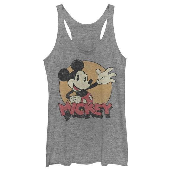 Women's Mickey & Friends Retro Mickey Mouse Racerback Tank Top Gray Heather X Small