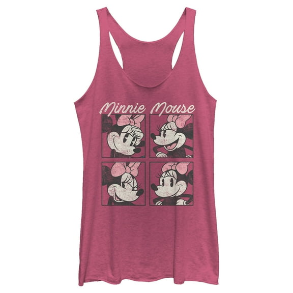 Women's Mickey & Friends Retro Minnie Boxes  Racerback Tank Top Pink Heather Medium