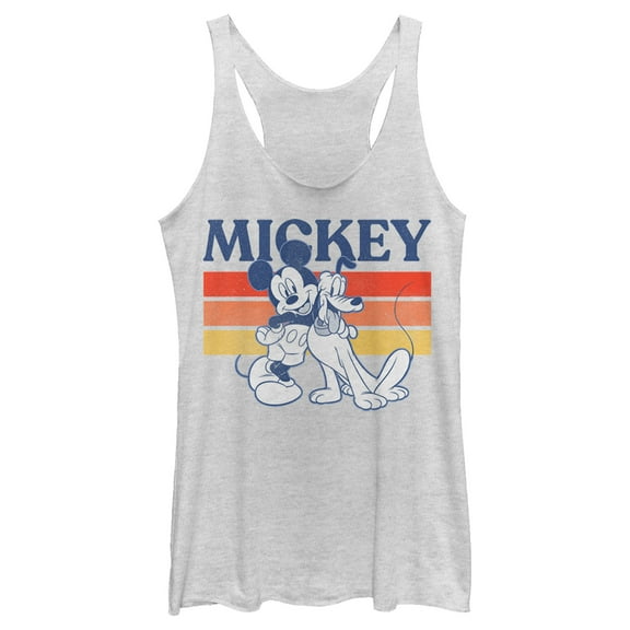 Women's Mickey & Friends Retro Pluto and Mickey Mouse  Racerback Tank Top White Heather X Large