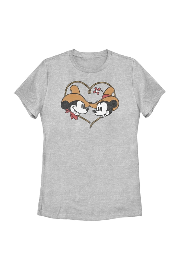 Women's Mickey & Friends Rodeo Couple Graphic Tee Athletic Heather 2X Large