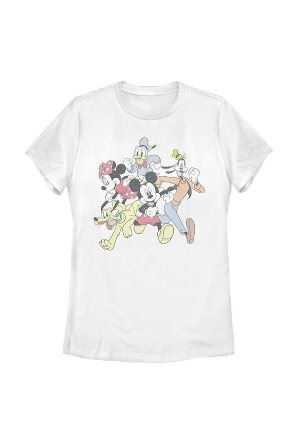 Women's Mickey & Friends Running Group Shot Graphic Tee White 2X Large