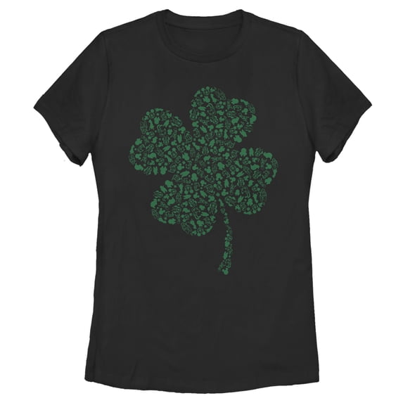 Women's Mickey & Friends Shamrock Friends Graphic Tee Black Small