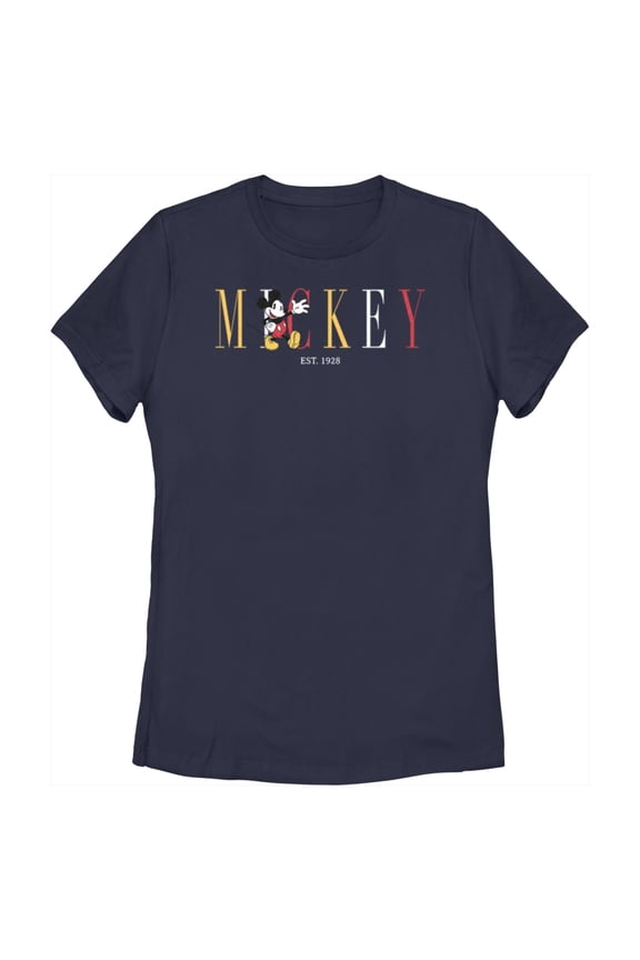 Women's Mickey & Friends Since 1928 Graphic Tee Navy Blue Medium