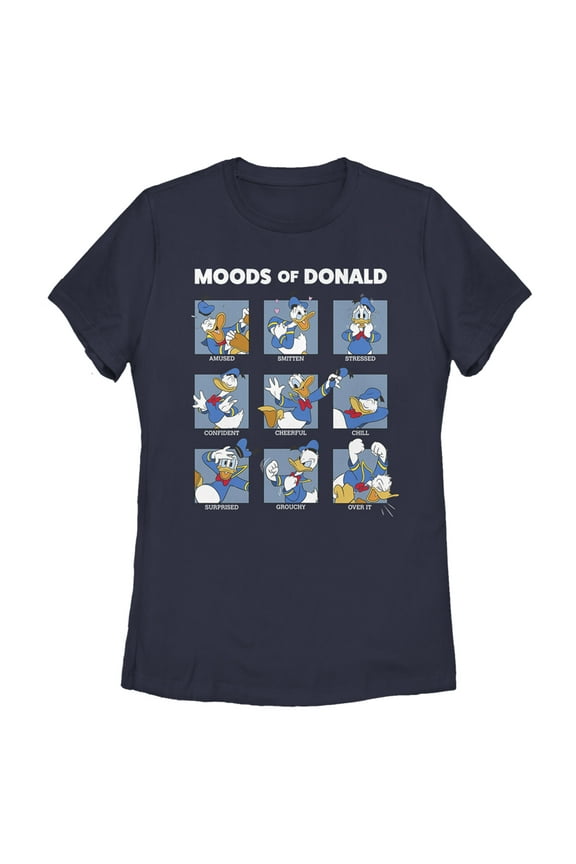 Women's Mickey & Friends The Moods of Donald Duck Graphic Tee Navy Blue X Large