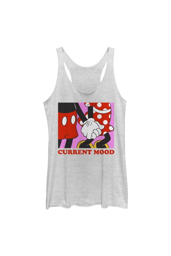 Women's Mickey & Friends Valentine's Day Current Mood Racerback Tank Top White Heather Large