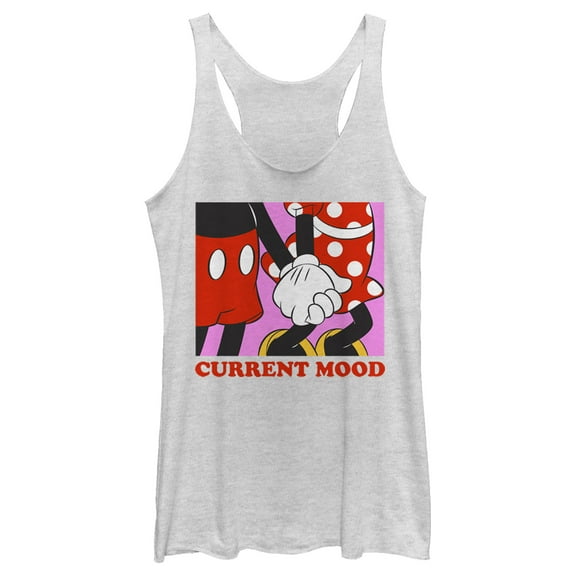 Women's Mickey & Friends Valentine's Day Current Mood Racerback Tank Top White Heather X Large