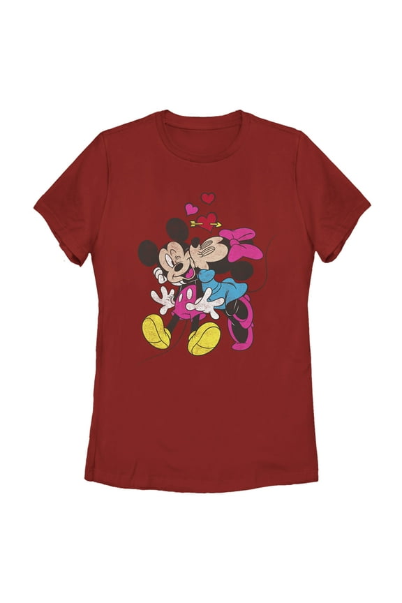 Women's Mickey & Friends Valentine's Day Minnie Mouse Smooch Graphic Tee Red Medium