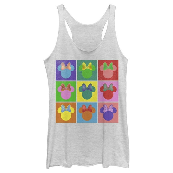 Women's Mickey & Friends Warhol Minnie Racerback Tank Top White Heather Large
