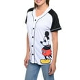 thumbnail image 1 of Women's Mickey Mouse Baseball Jersey Shirt White Button Down, 1 of 6